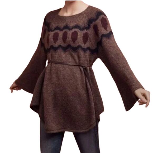 ANTHROPOLOGIE Mohair Wool Blend Sleeping On Snow Sweater-Tunic Women S Boho NWT - Picture 1 of 14